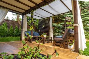 Covered deck with seating area