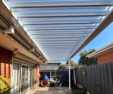 Pergola with clear roofing panels